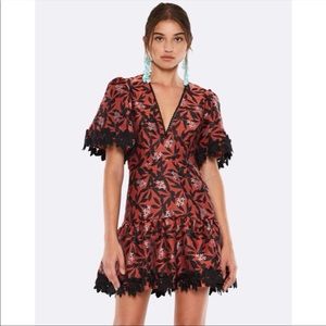 La Maison TALULAH red floral lace bullets NWT dress XS (fits more like a small)